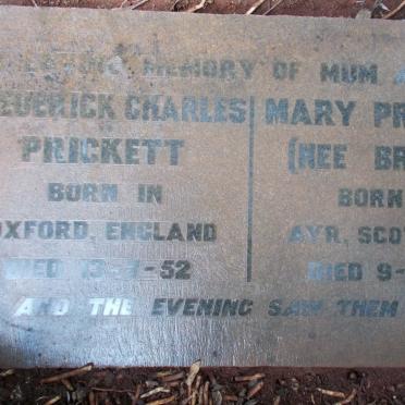 PRICKETT Frederick Charles -1952 &amp; Mary BRYSON -1954