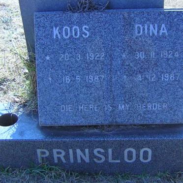 PRINSLOO Koos 1922-1987 &amp; Dina 1924-1987