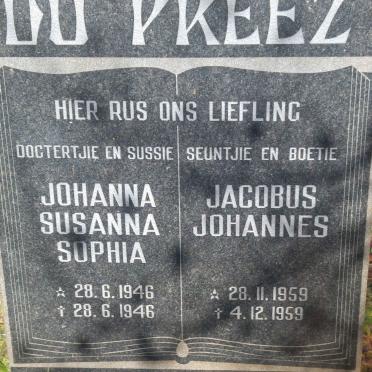 PREEZ Johanna Susanna Sophia, du 1946-1946 :: DU PREEZ Jacobus Johannes 1959-1959