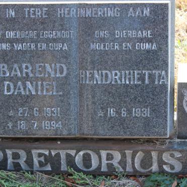 PRETORIUS Barend Daniel 1931-1994 &amp; Hendrihetta 1931-