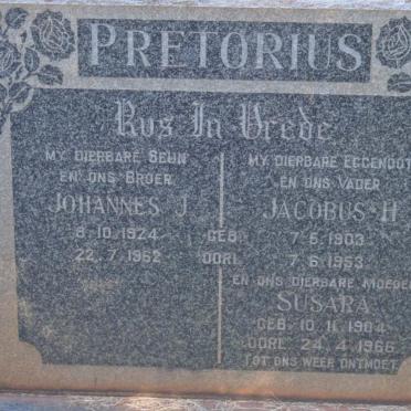 PRETORIUS Jacobus H. 1903-1953 &amp; Susara 1904-1966 :: PRETORIUS Johannes J. 1924-1962