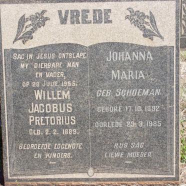 PRETORIUS Willem Jacobus 1889-1955 &amp; Johanna Maria SCHOEMAN 1892-1985