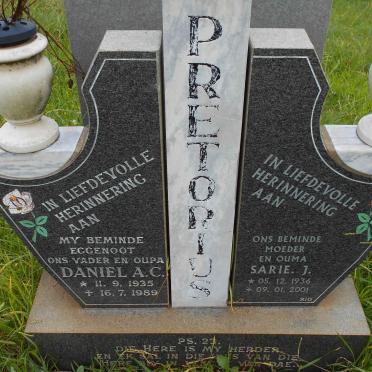PRETORIUS Daniel A.C. 1935-1989 &amp; Sarie J. 1936-2001