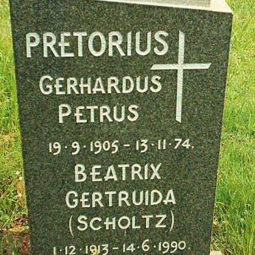 PRETORIUS Gerhardus Petrus 1905-1974 &amp; Beatrix Gertruida SCHOLTZ 1913-1990