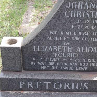 PRETORIUS Johannes Christian 1920-1971 &amp; Elizabeth Alida FOURIE 1927-1985