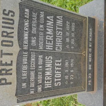 PRETORIUS Hermanus Stoffel 1917-1976 &amp; Hermina Christina 1922-1985