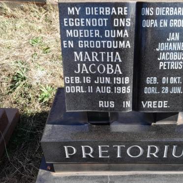 PRETORIUS Jan Johannes Jacobus Petrus 1911-1997 &amp; Martha Jacoba 1918-1985