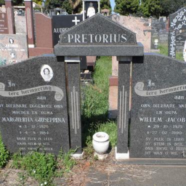 PRETORIUS Willem Jacobus 1925-1990 &amp; Margherita Giuseppina 1925-1984