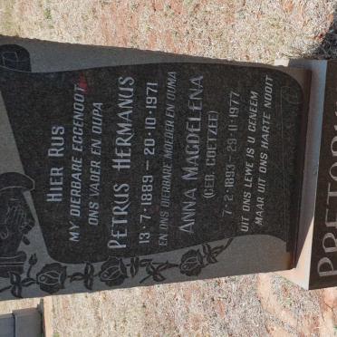 PRETORIUS Petrus Hermanus 1889-1971 &amp; Anna Magdelena COETZEE 1893-1977