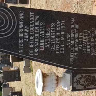 PUTTER Lodewicus Andries Gerhardus 1906-1971 &amp; Aletta Elizabeth Dorothea 1906-1991