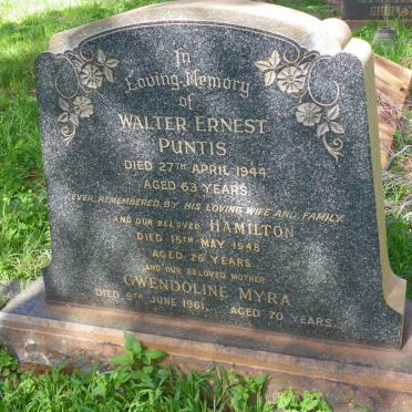 PUNTIS Walter Ernest -1944 :: PUNTIS Hamilton -1948 :: PUNTIS Gwendoline Myra -1961
