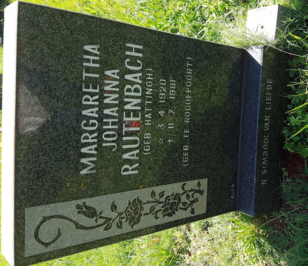 RAUTENBACH Margaretha Johanna nee HATTINGH 1920-1981