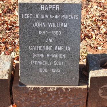 RAPER John William 1884-1963 &amp; Catherine Amelia SCOTT nee McMAHON 1890-1983