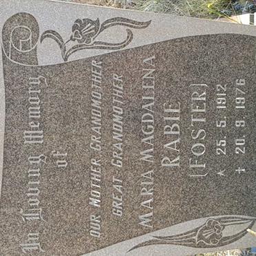RABIE Maria Magdalena nee FOSTER 1912-1976