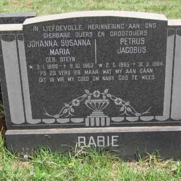 RABIE Petrus Jacobus 1885-1964 &amp; Johanna Susanna Maria STEYN 1886-1963
