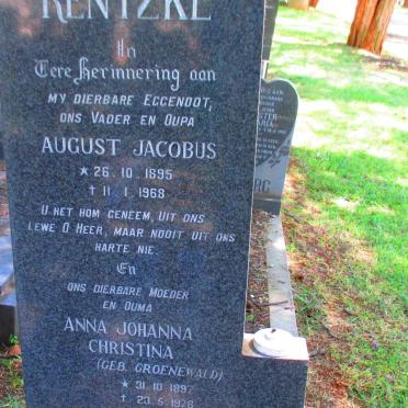 RENTZKE August Jacobus 1895-1968 &amp; Anna Johanna Christina GROENEWALD 1897-1976