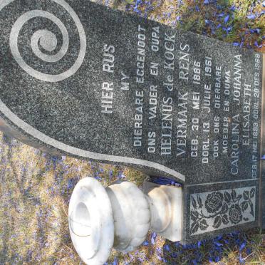 RENS Helenus de Kock Vermaak 1886-1961 &amp; Carolina Johanna Elisabeth 1893-1968