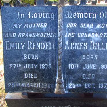 RENDELL Emily 1875-1964 :: BILLETT Agnes 1905-1975