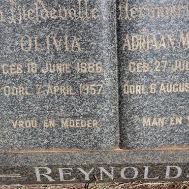 REYNOLDS Adriaan Moorrees 1887-1966 &amp; Olivia 1886-1957