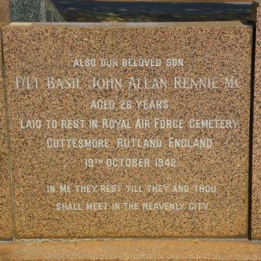 RENNIE Basil John Allan -1942
