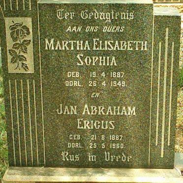 RENSBURG Jan Abraham Ericus, Jansen van 1887-1960 &amp; Martha Elisabeth Sophia 1887-1949