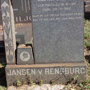 RENSBURG Martha Johanna, Jansen v. nee ROSSLEE 1911-1955
