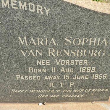 RENSBURG Maria Sophia, van nee VORSTER 1899-1956