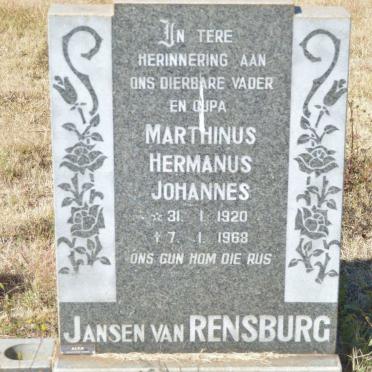 RENSBURG Marthinus Hermanus Johannes, Janse van 1920-1968