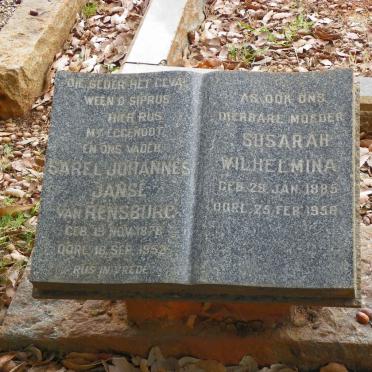 RENSBURG Sarel Johannes, Janse van 1878-1952 &amp; Susarah Wilhelmina 1885-1958