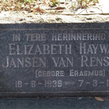 RENSBURG Elizabeth Hayward, Jansen van nee ERASMUS 1939-1964