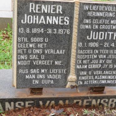 RENSBURG Renier Johannes, Janse van 1894-1976 &amp; Judith 1906-1979