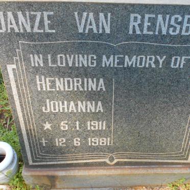 RENSBURG Hendrina Johanna, Janze van 1911-1981