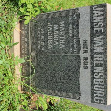 RENSBURG Martha Maria Jacoba, Janse van 1936-1992