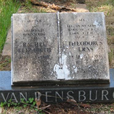 RENSBURG Rachel Elizabeth, van 1908-1976 :: VAN RENSBURG Theodorus Erns 1935-1997 