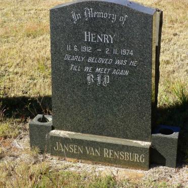 RENSBURG Henry, Jansen van 1912-1974