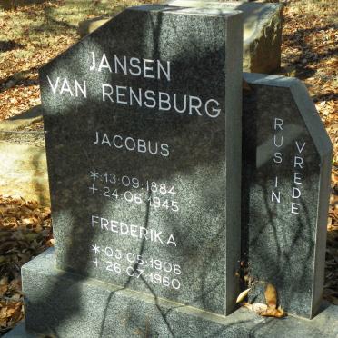 RENSBURG Jacobus, van 1884-1945 &amp; Frederika 1906-1960