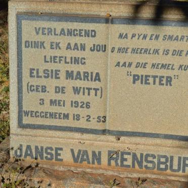 RENSBURG Elsie Maria, Janse van nee DE WITT 1926-1953