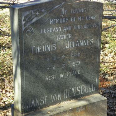 RENSBURG Theunis Johannes, Janse van 1938-1977