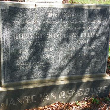 RENSBURG Esias Lourens, Janse van 1877-1959 &amp; Helena Susanna 1888-1965