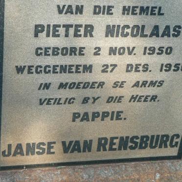 RENSBURG Pieter Nicolaas, Janse van 1950-1950