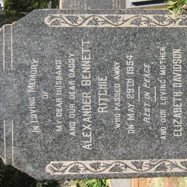 RITCHIE Alexander Bennett -1954 &amp; Elizabeth DAVIDSON -1962