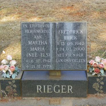 RIEGER Frederick Erick 1940-2000 &amp; Martha Maria ELS 1942-1979