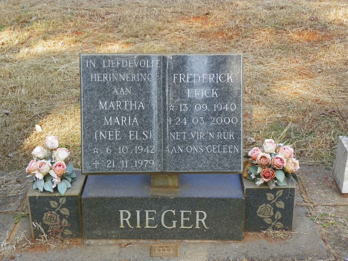 RIEGER Frederick Erick 1940-2000 &amp; Martha Maria ELS 1942-1979