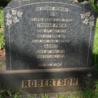 ROBERTSON Thomas Frew 1872-1951 &amp; Agnes 1875-1959