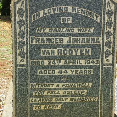 ROOYEN Frances Johanna, van -1943