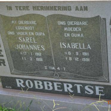 ROBBERTSE Sarel Johannes 1912-1981 &amp; Isabella 1911-1991