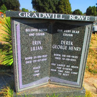 ROWE Derek George Henry, GRADWILL 1935-2011 &amp; Erin Lilian 1937-2010