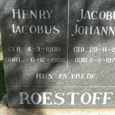ROESTOFF Henry Jacobus 1908-1958 :: ROESTOFF Jacobus Johannes 1925-1973