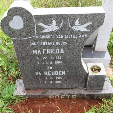 ROETS Reuben 1919-1995 &amp; Frieda 1921-1994
