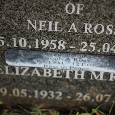 ROSS Keith A. 1931-2011 &amp; Elizabeth M. 1932-2009 :: ROSS Neil A. 1958-1978